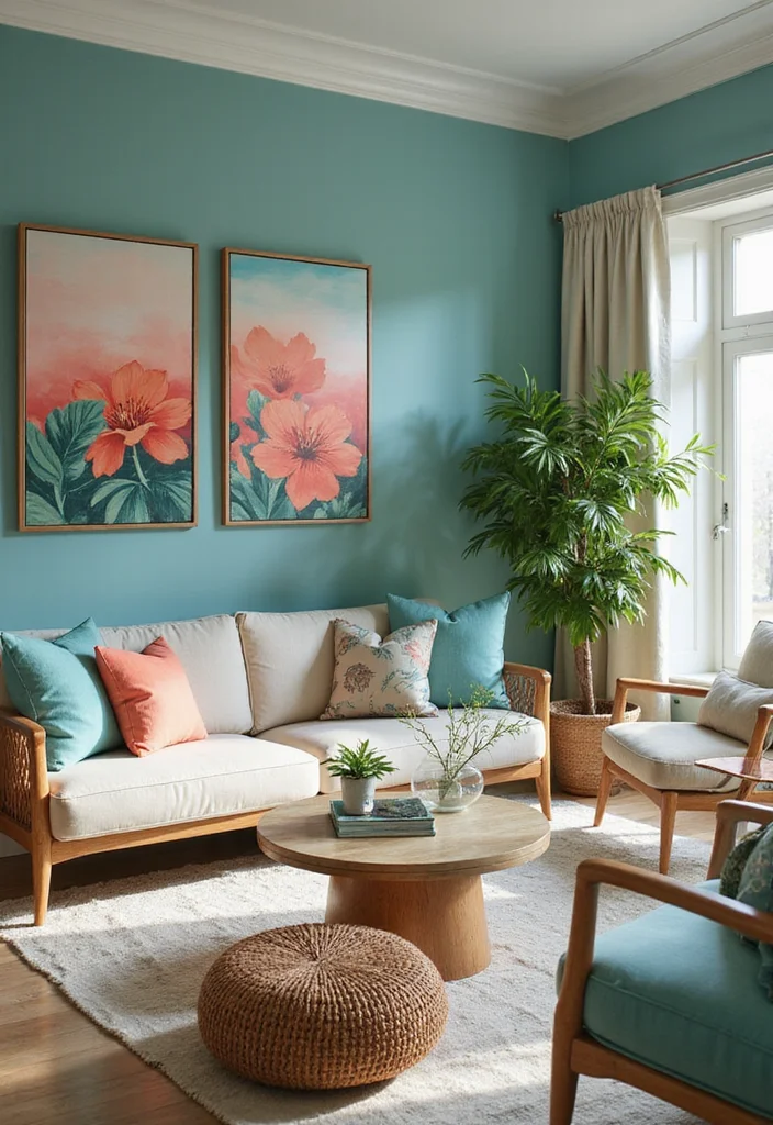 14 Tropical Living Room Ideas for Fresh Vacation Energy - 3. Coastal Color Palettes
