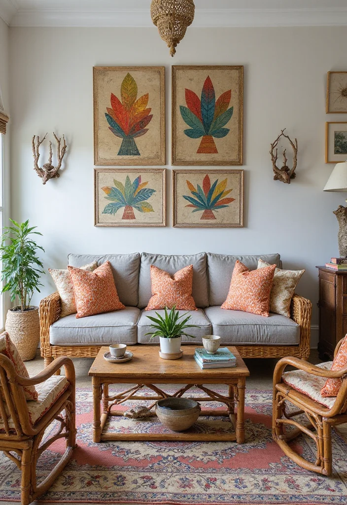 14 Tropical Living Room Ideas for Fresh Vacation Energy - 4. Vintage and Found Treasures