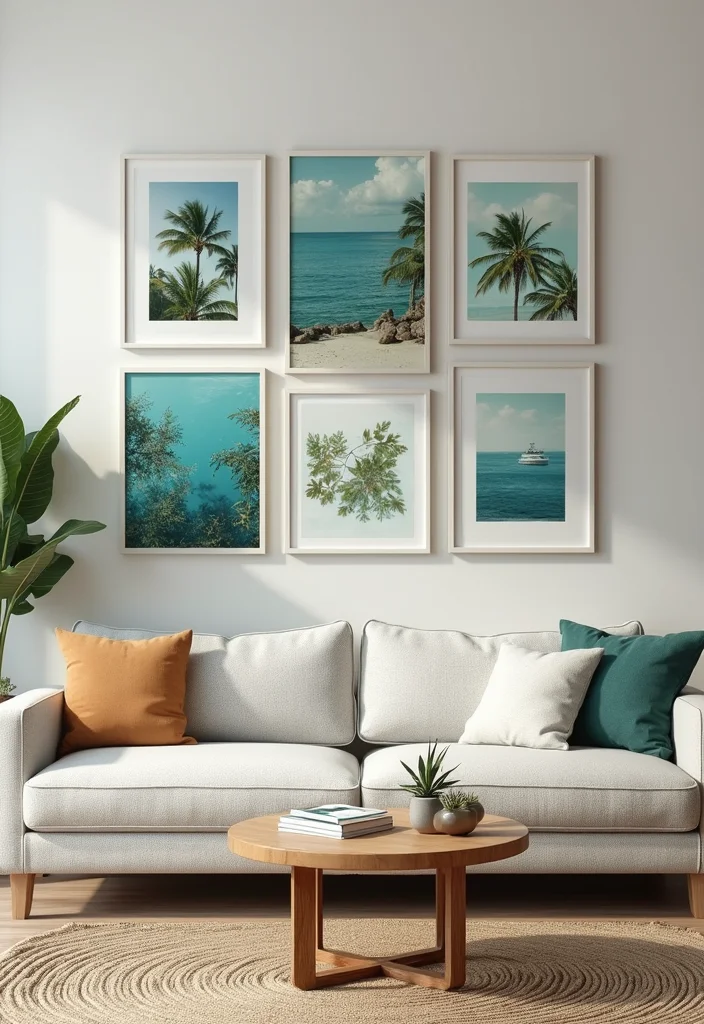 14 Tropical Living Room Ideas for Fresh Vacation Energy - 5. Tropical Artwork and Wall Decor