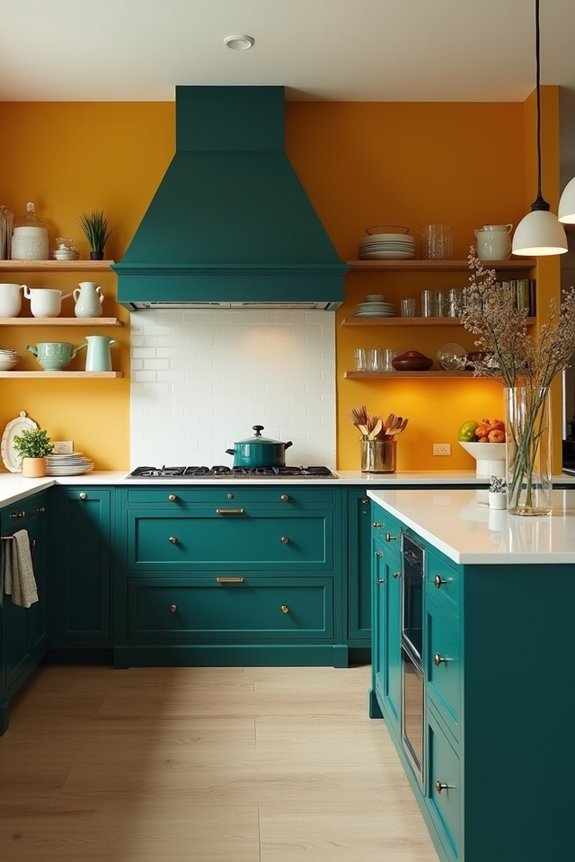 bold color anchors kitchen design