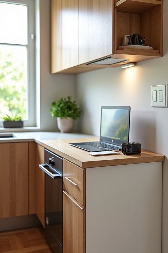 built in foldable kitchen desk