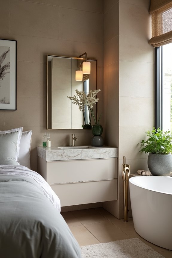Should Your Bedroom and Bathroom Decor Match? 1 cohesion links rooms through echoes