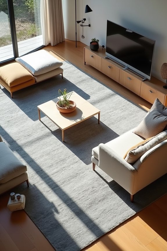 7 Ways Scandinavians Use Rugs in Modern Homes 1 large rug zones open plan living