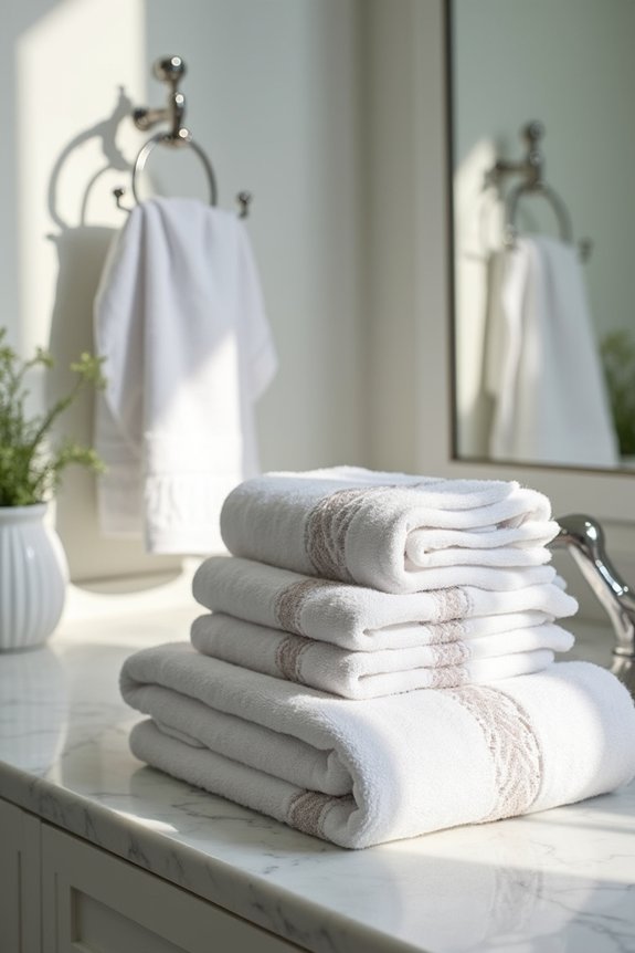 layered rolled towels display cohesively