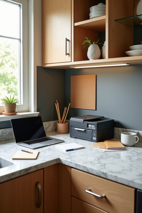 multi purpose kitchen desk setup