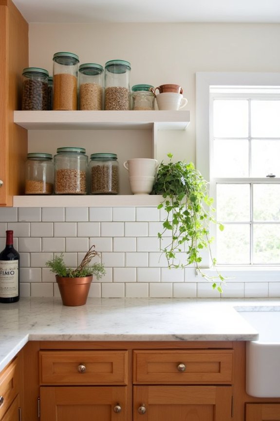 open shelves personal airy storage
