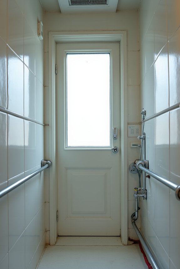 plumbing limits bathroom door width