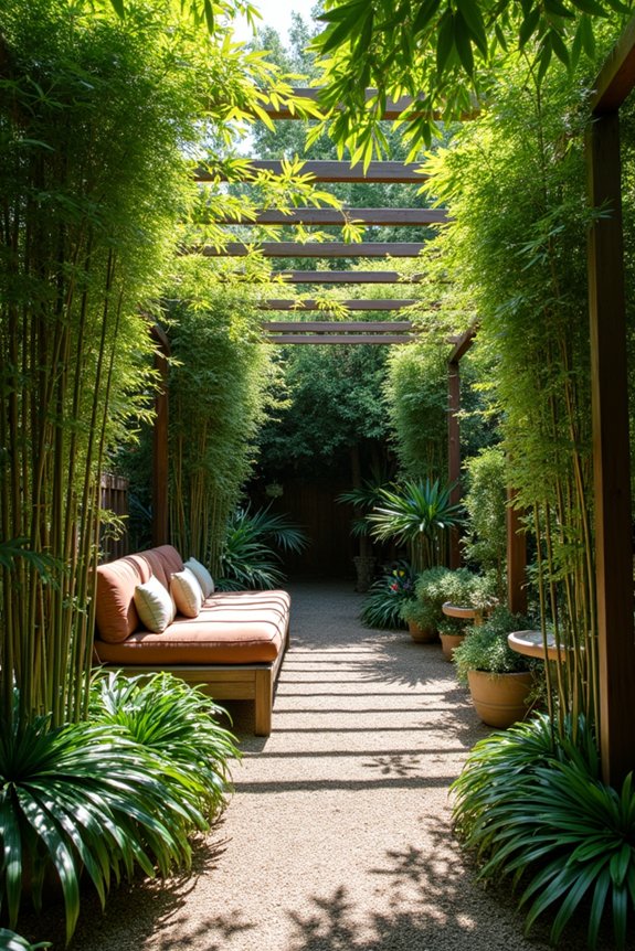 privacy wall with screening plants and drought tolerant natives