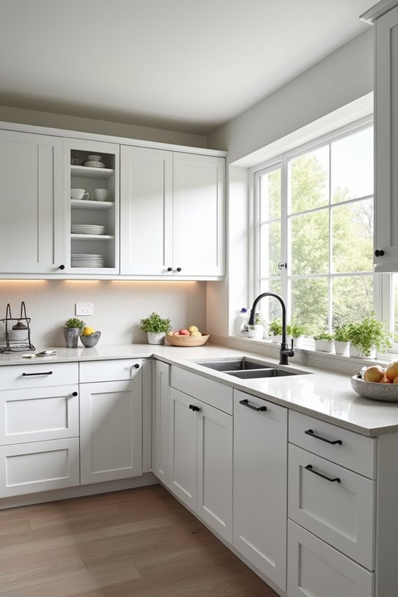 u shaped kitchen with three wall storage